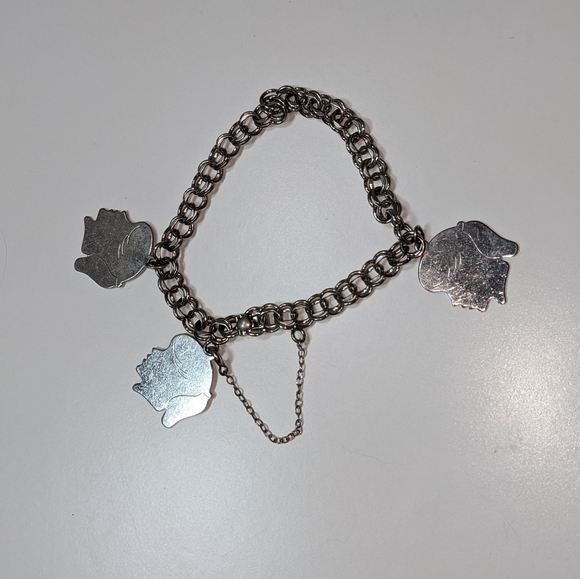 Elco Sterling Silver Charm Bracelet with 3 Girl Silhouette Charms - Picture 7 of 7